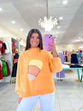 Load image into Gallery viewer, Queen Of Sparkles Light Orange Gingham Candy Corn Mockneck