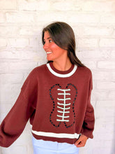 Load image into Gallery viewer, Queen Of Sparkles Brown Football Sweater