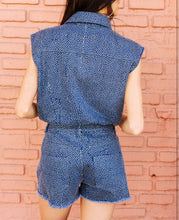 Load image into Gallery viewer, Queen Of Sparkles Denim Rhinestone Sleeveless Romper
