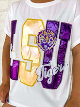 Load image into Gallery viewer, Queen Of Sparkles LSU Metallic Icon Tee