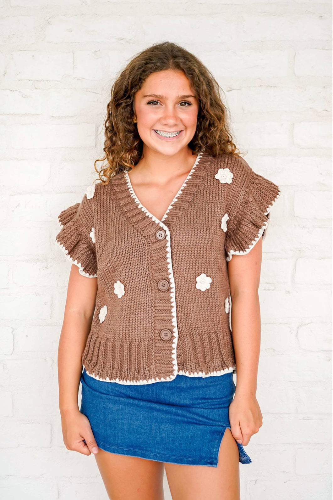 Falling Behind Brown Cardigan
