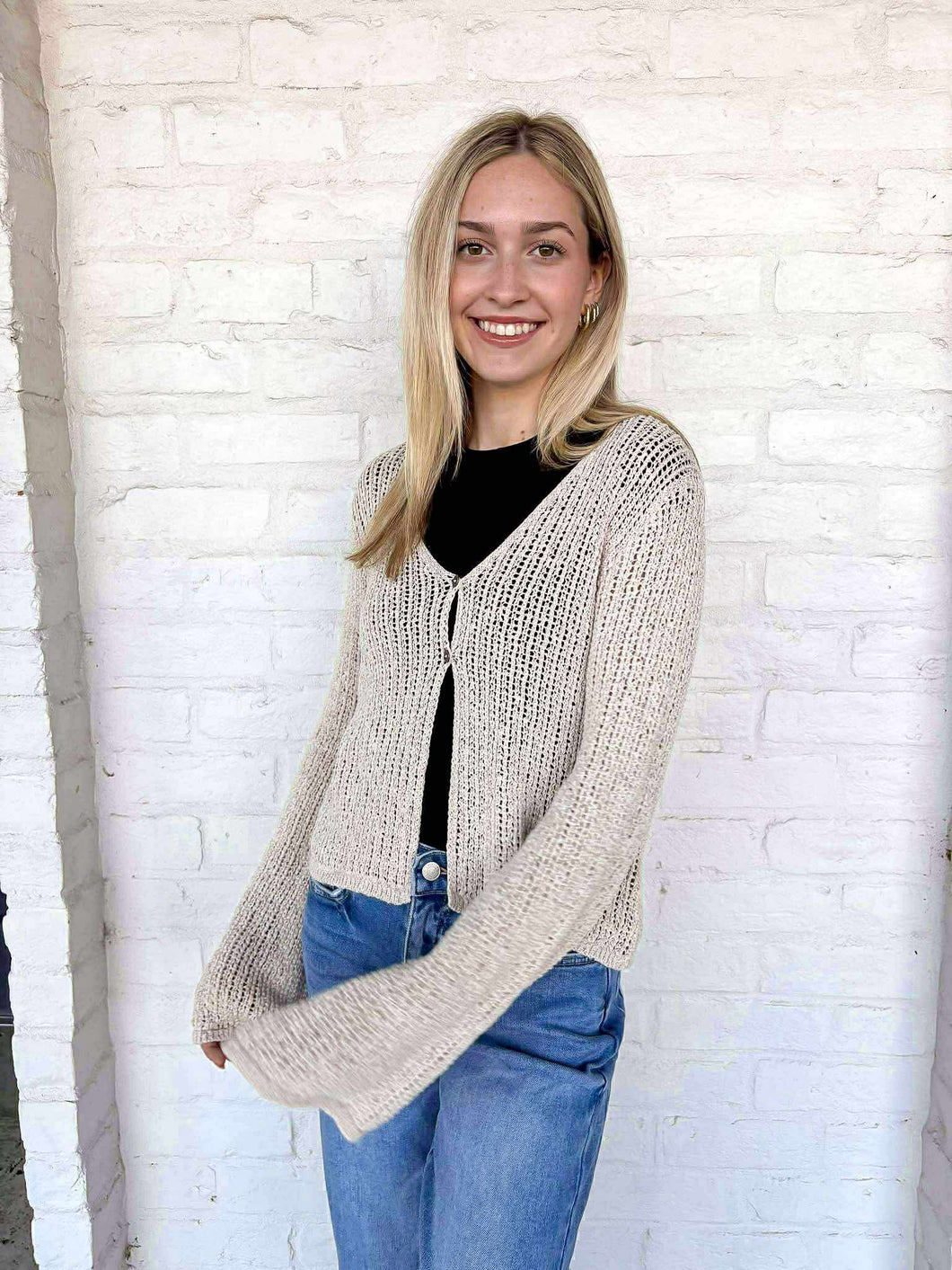 What I Am Cream Net Cardigan