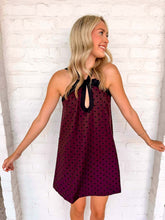 Load image into Gallery viewer, Flourish Remains Burgundy Polka Dot Dress