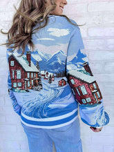 Load image into Gallery viewer, Queen Of Sparkles Blue &amp; White Snow Town Cardigan