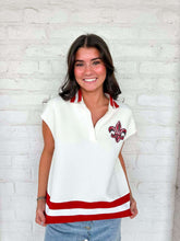 Load image into Gallery viewer, Jordan Amanda Cajuns Collar White Top