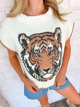 Load image into Gallery viewer, Tiger Head Cream Sweater Vest