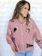 Load image into Gallery viewer, Queen Of Sparkles Texas Mini Icon Striped Button Down