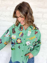 Load image into Gallery viewer, Queen Of Sparkles Green &amp; White Gingham Mardi Gras Icon Top