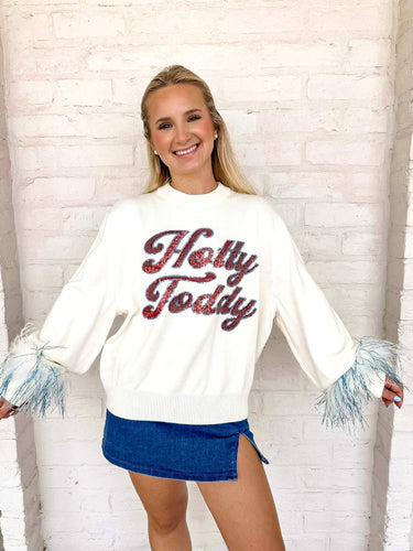 Queen Of Sparkles Ole Miss Feather Sleeve Sweater