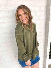 Load image into Gallery viewer, Easy To Love Dark Olive Pullover