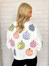 Load image into Gallery viewer, Jordan Amanda Sparkly Gingham Disco Pumpkins Sweatshirt