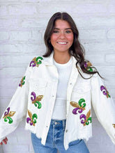 Load image into Gallery viewer, Mardi Gras Mambo White Corduroy Jacket