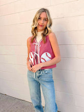Load image into Gallery viewer, Queen Of Sparkles Red &amp; White Striped Rick Rack Tie Up Baseball Cotton Tank