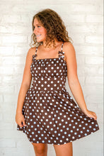 Load image into Gallery viewer, Doing Fine Brown Polka Dot Dress