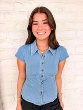 Load image into Gallery viewer, Head High Button Up Denim Top