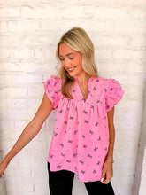 Load image into Gallery viewer, Bow Print Pink Top