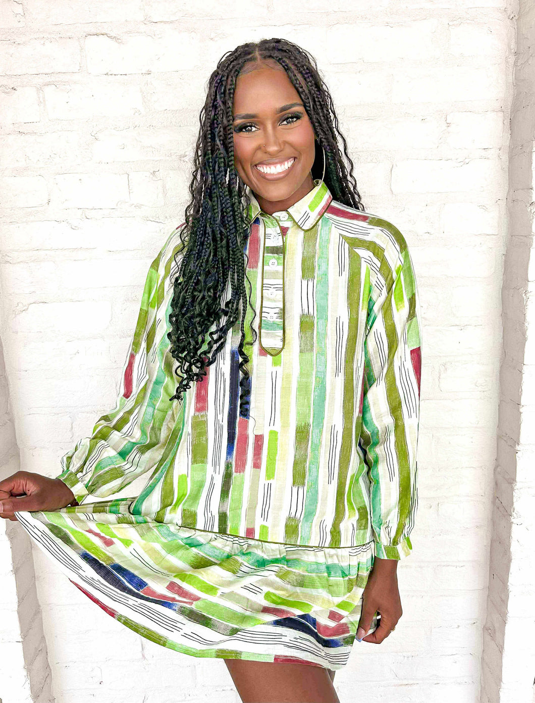 Listen To My Thoughts Olive Mix Dress