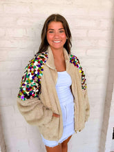 Load image into Gallery viewer, Queen Of Sparkles Ivory Multi Paulette Zip Up Fleece