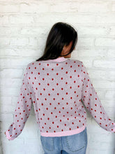 Load image into Gallery viewer, Queen Of Sparkles Light Pink &amp; Red Polka Dot Wreath Sweater