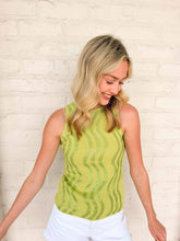 Load image into Gallery viewer, Queen Of Sparkles Green Wavy Rhinestone Tank
