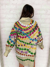 Load image into Gallery viewer, Queen Of Sparkles Gold Mega Bead Button Up Collar Dress