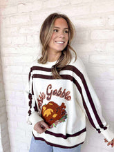 Load image into Gallery viewer, Queen of Sparkles Gobble Gobble Brown Stripe Long Sleeve