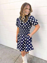 Load image into Gallery viewer, Trend On The Rise Navy Polka Dot Dress