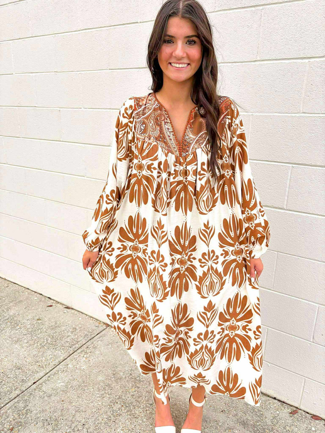 Forward To You Mocha Midi Dress
