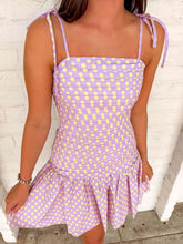 Load image into Gallery viewer, Temporary Stop Purple Polka Dot Dress