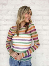 Load image into Gallery viewer, Mardi Gras Stripe Mesh Sling Sleeve Top