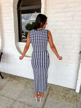 Load image into Gallery viewer, Check Mate Navy Skirt Set