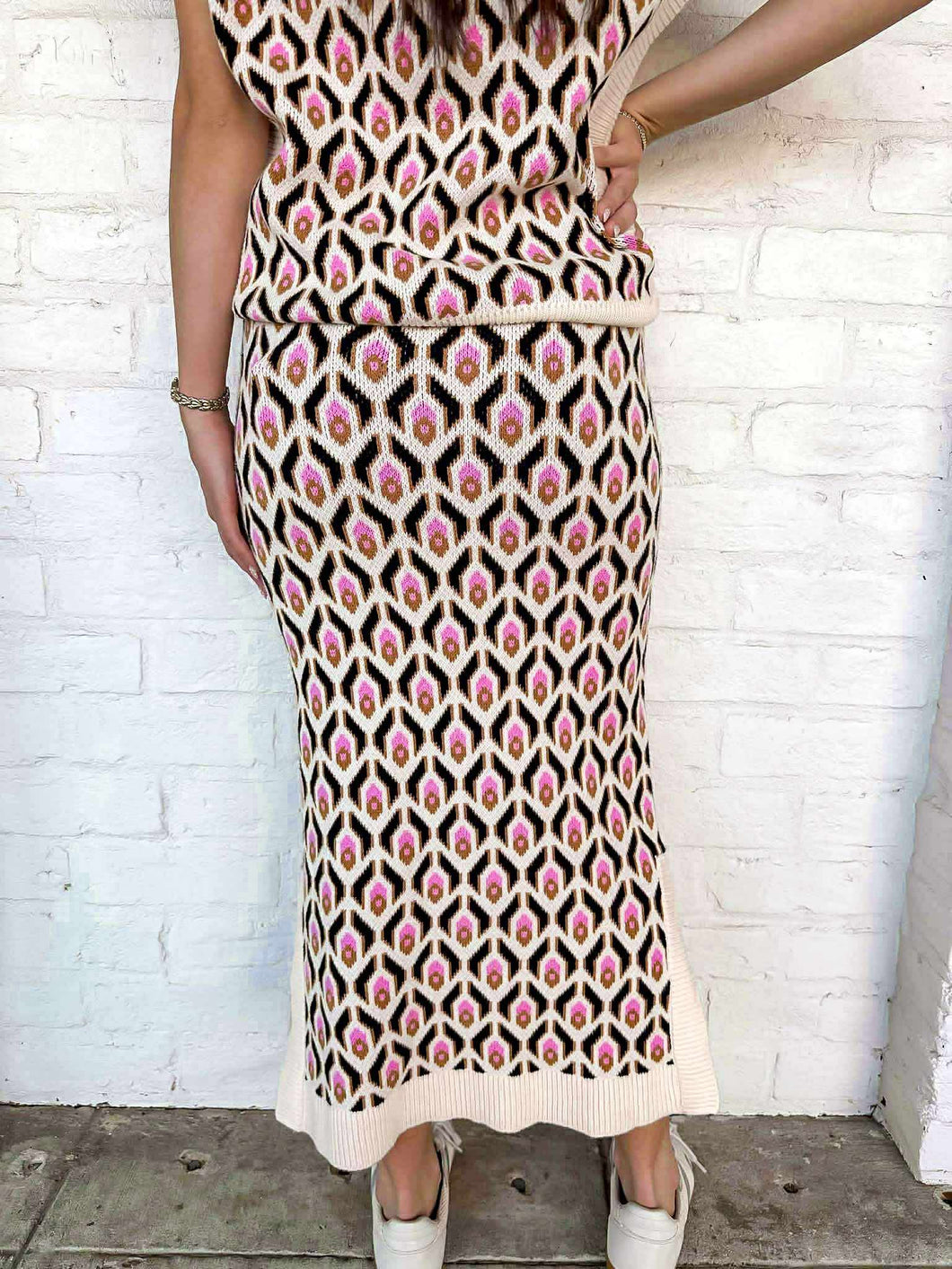 THML Abstract Wonder Cream Skirt