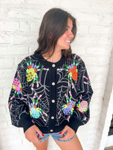 Load image into Gallery viewer, Queen Of Sparkles Black Multi Spider Cardigan