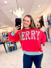 Load image into Gallery viewer, Merry Holidays Red Gingham Pullover
