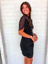 Load image into Gallery viewer, The Asymmetrical Cape Black Dress