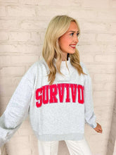 Load image into Gallery viewer, Queen Of Sparkles Grey Mock neck Survivor Sweatshirt