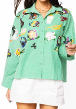 Load image into Gallery viewer, Queen Of Sparkles Green &amp; White Gingham Mardi Gras Icon Top