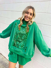 Load image into Gallery viewer, Queen Of Sparkles Queen Card Emerald Logo Mock Neck Sweatshirt
