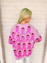 Load image into Gallery viewer, Queen Of Sparkles Pink Striped Cotton Breast Cancer Top