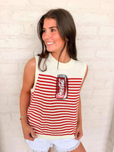 Load image into Gallery viewer, Queen Of Sparkles Licensed White &amp; Red Striped Coca Cola Knit Tank
