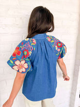 Load image into Gallery viewer, THML Headed That Way Blue Top