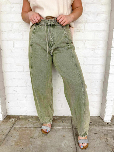 Break The News Olive Barrel Jeans