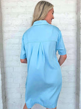 Load image into Gallery viewer, Brunch Date Light Denim Shirt Dress