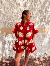 Load image into Gallery viewer, Queen Of Sparkles Red &amp; Gold Football Romper