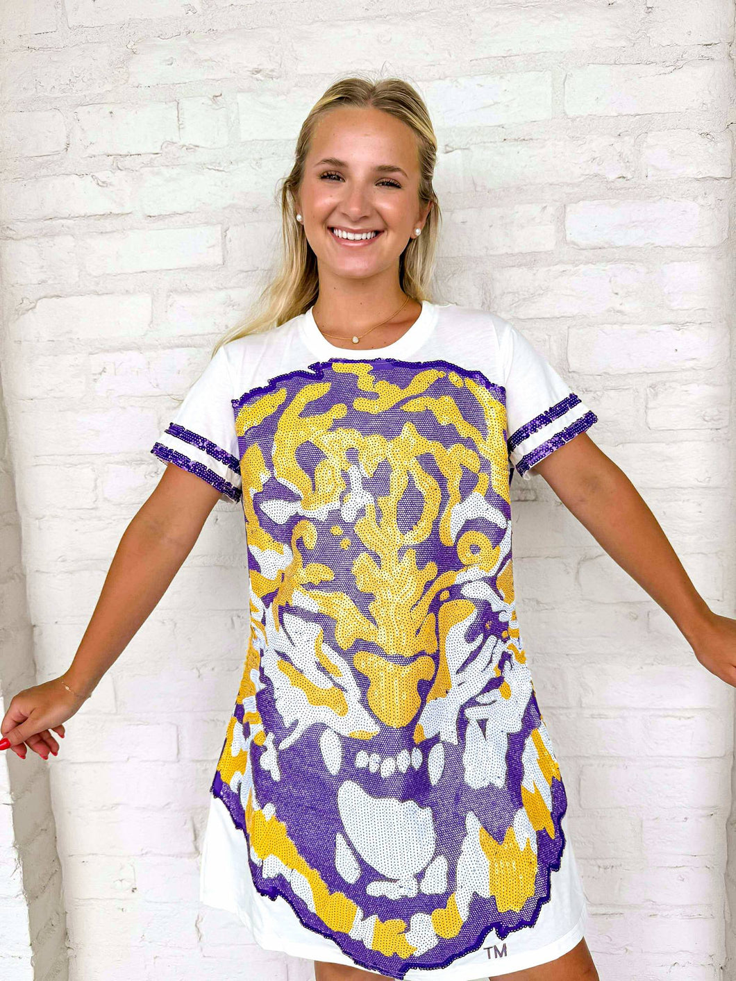 Queen Of Sparkles Licensed LSU Oversized Mascot Tee Dress
