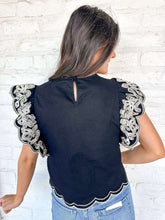 Load image into Gallery viewer, THML Days Ahead Black Flutter Sleeve Top