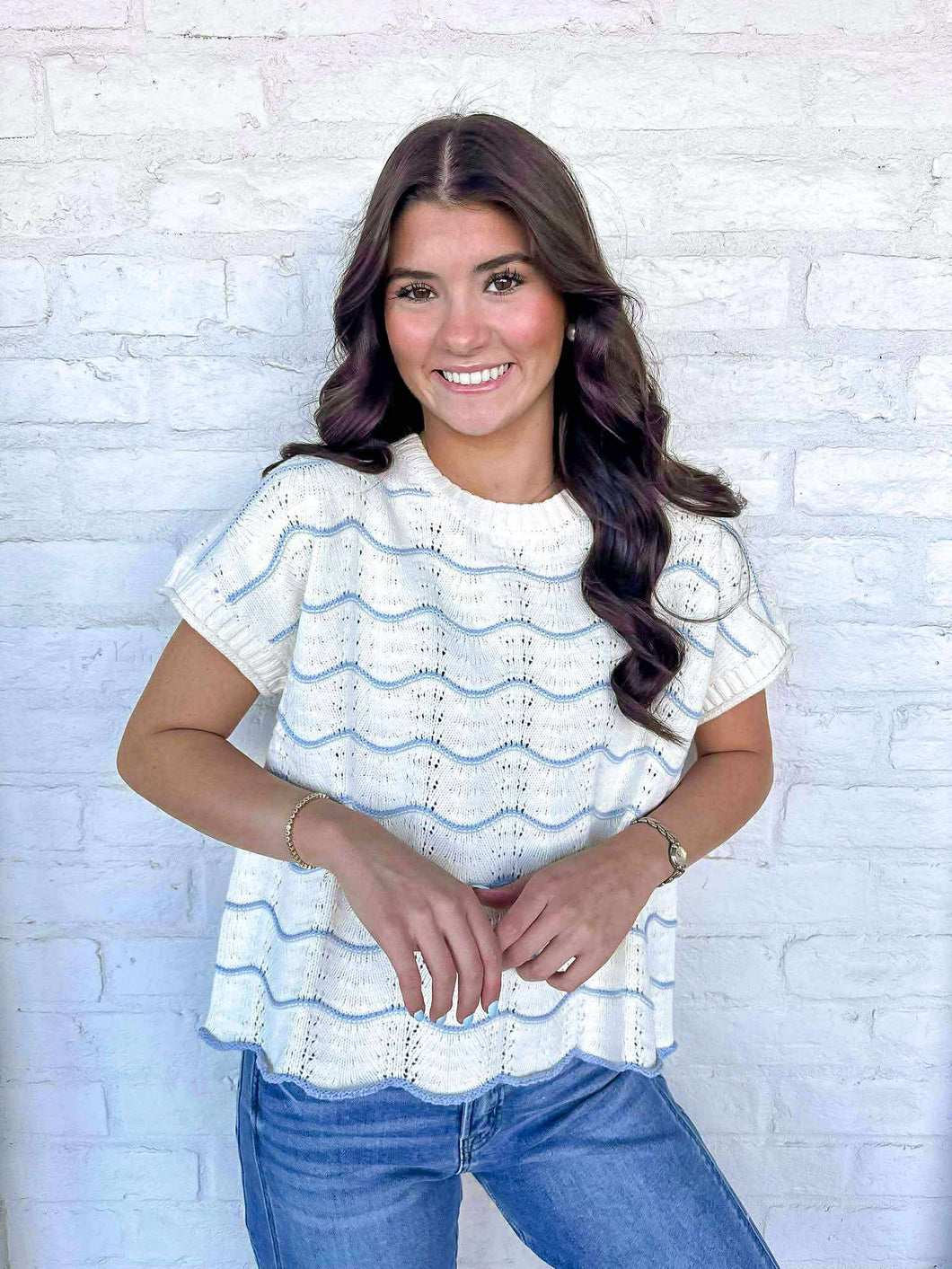 Perfectly Poised Blue Knit Sweater