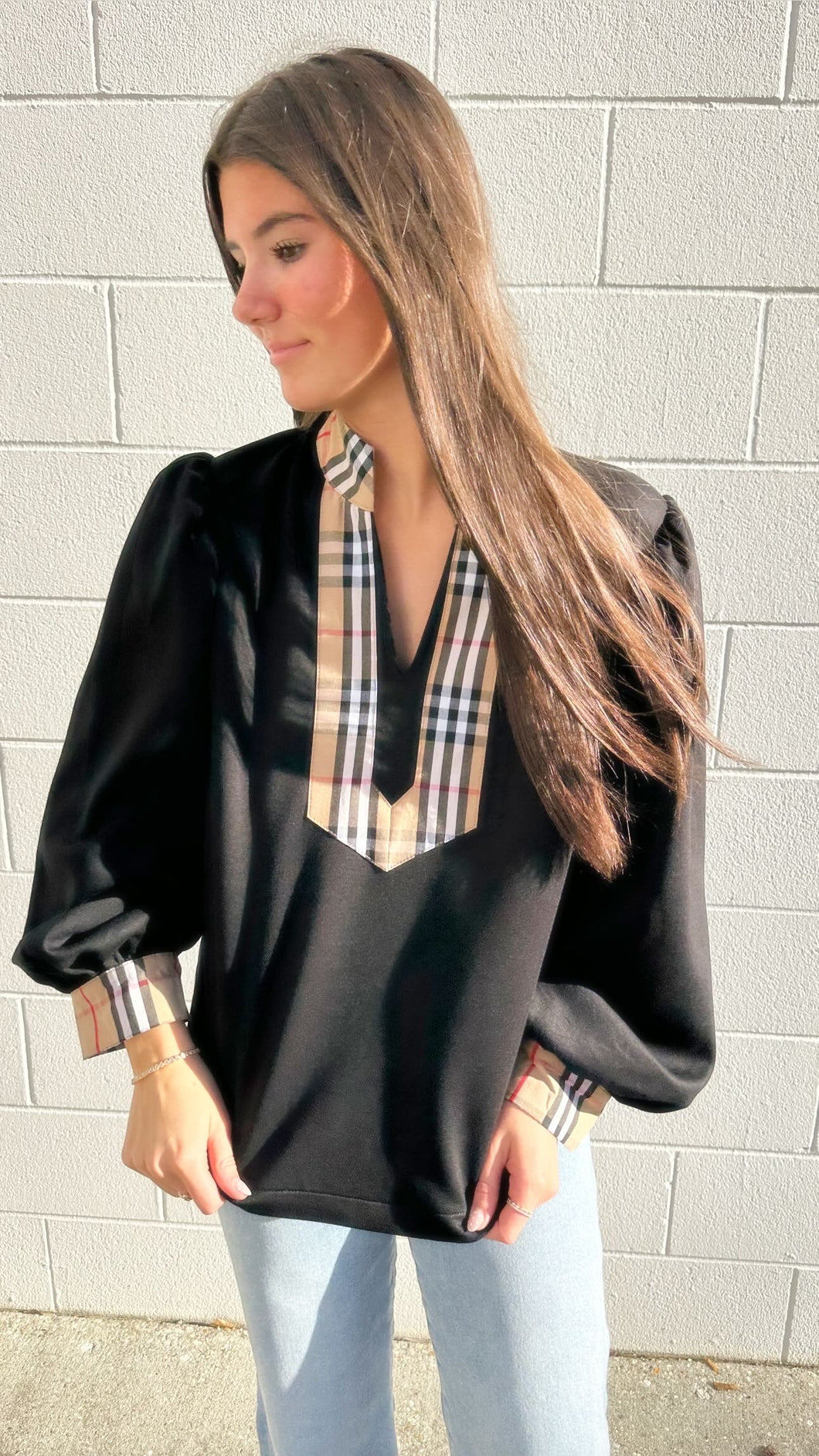 Always Inspired Black Burberry Top