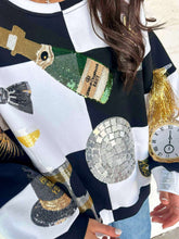 Load image into Gallery viewer, Queen Of Sparkles Black &amp; White Checkered NYE Icon Sweatshirt
