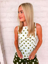 Load image into Gallery viewer, Cherry On Top Green Polka Dot Top
